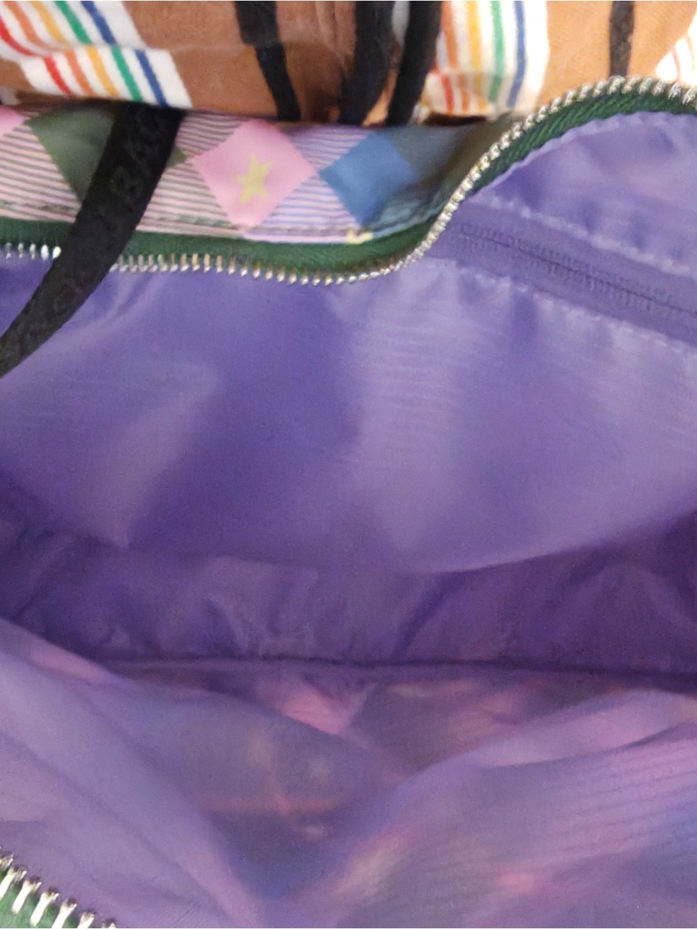 Plaid Star Print Shoulder Bag in Pink, Blue & Green - Picture 4 of 4